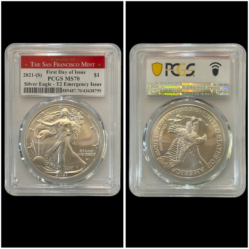 2021-(S) SF ISSUE First Day of Issue PCGS MS70 Silver Eagle - T2 Emergency Issue